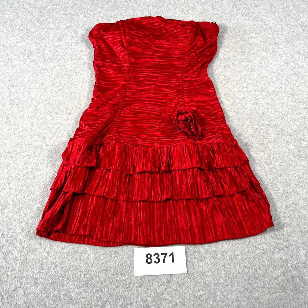 Jane Mini Dress Womens Medium Red Stretch Ruched Layered Clubwear Cocktail